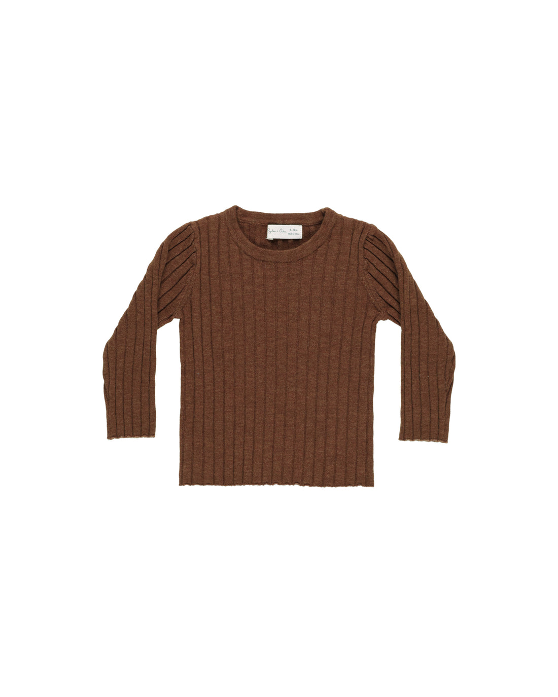 Rylee + Cru Long Sleeve Knit Top - Brown