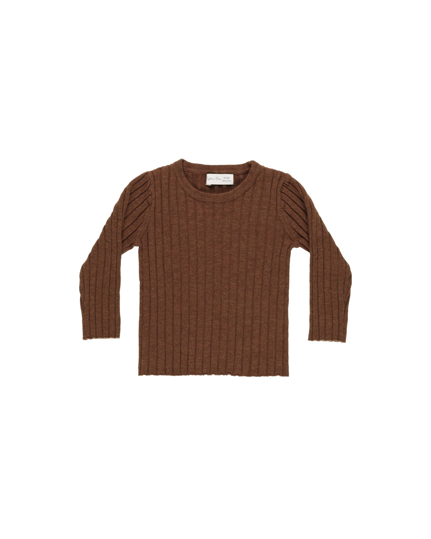Rylee + Cru Long Sleeve Knit Top - Brown