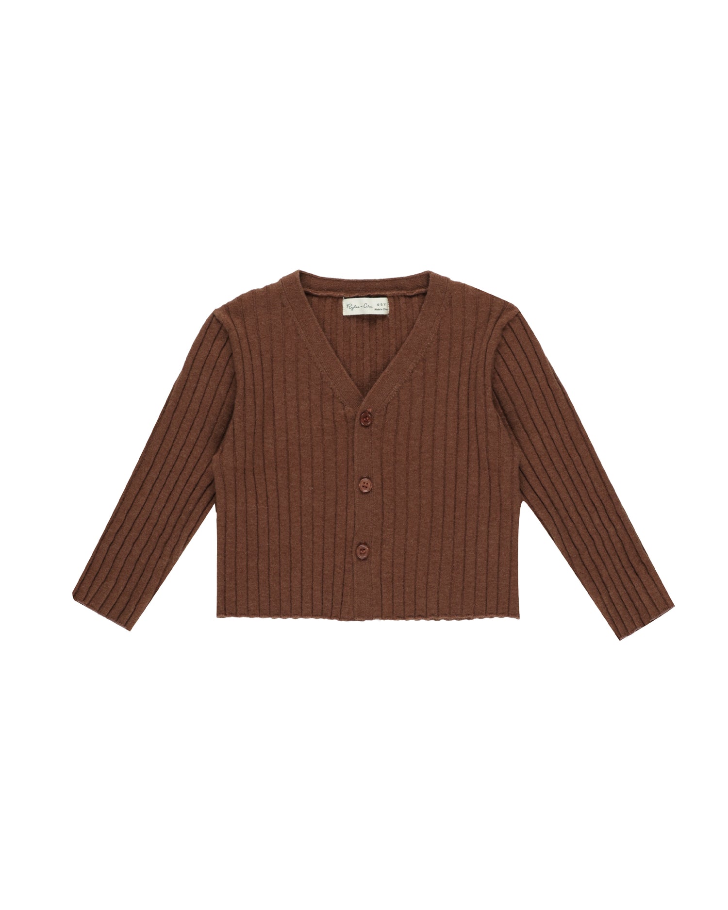 Rylee + Cru Long Sleeve Knit Button Top - Brown