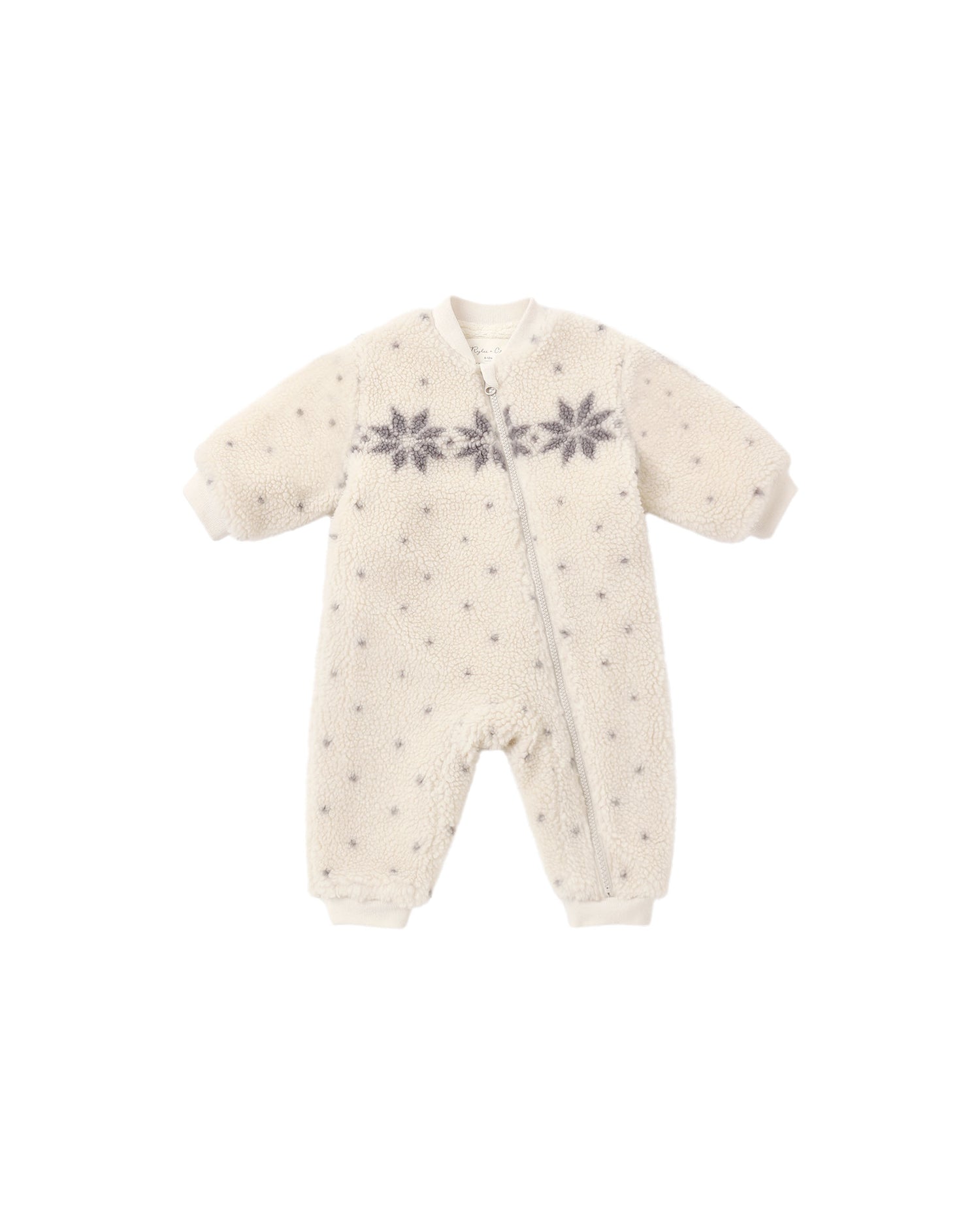 Rylee + Cru Shearling Baby Jumpsuit - Natural Fair Isle