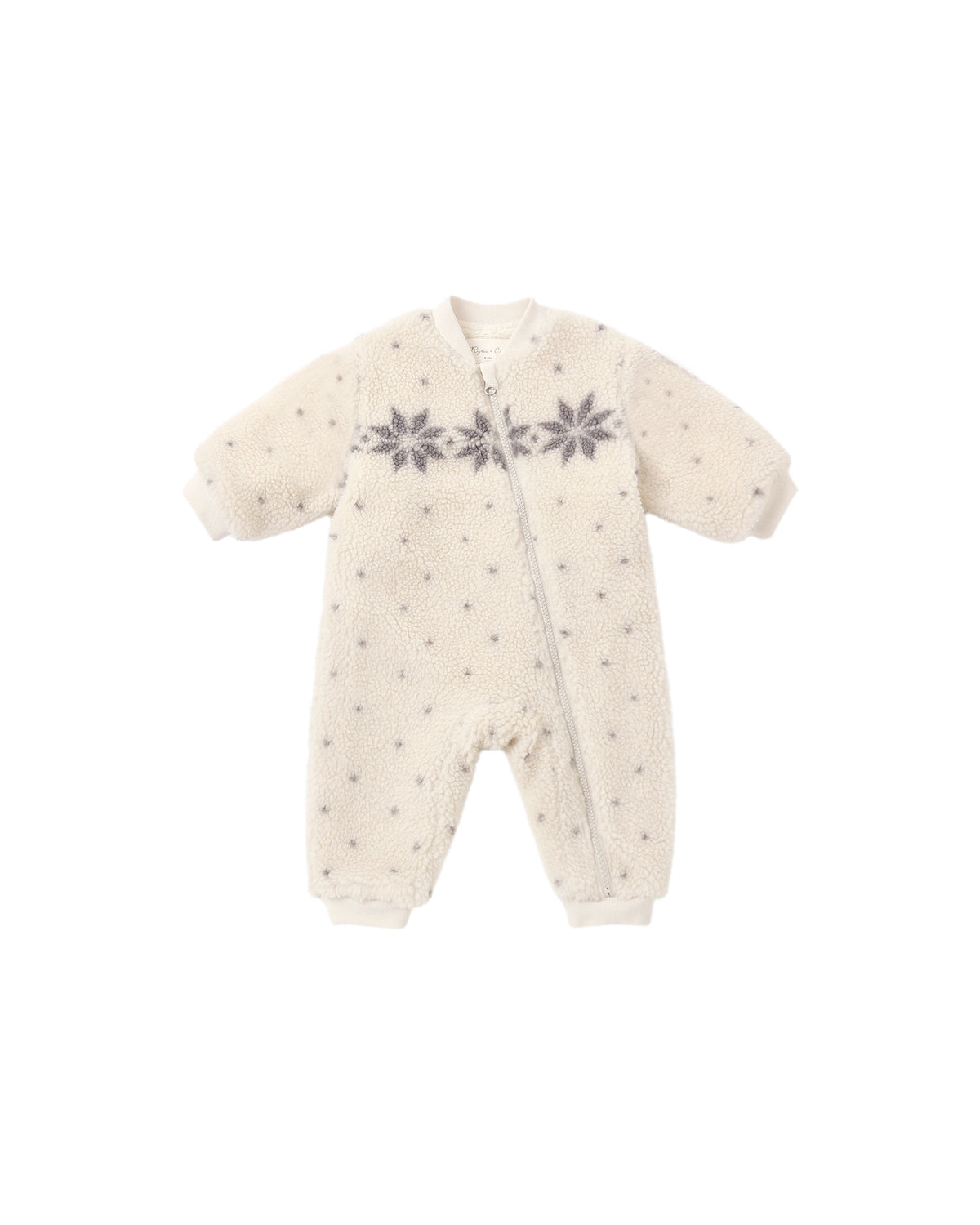 Rylee + Cru Shearling Baby Jumpsuit - Natural Fair Isle