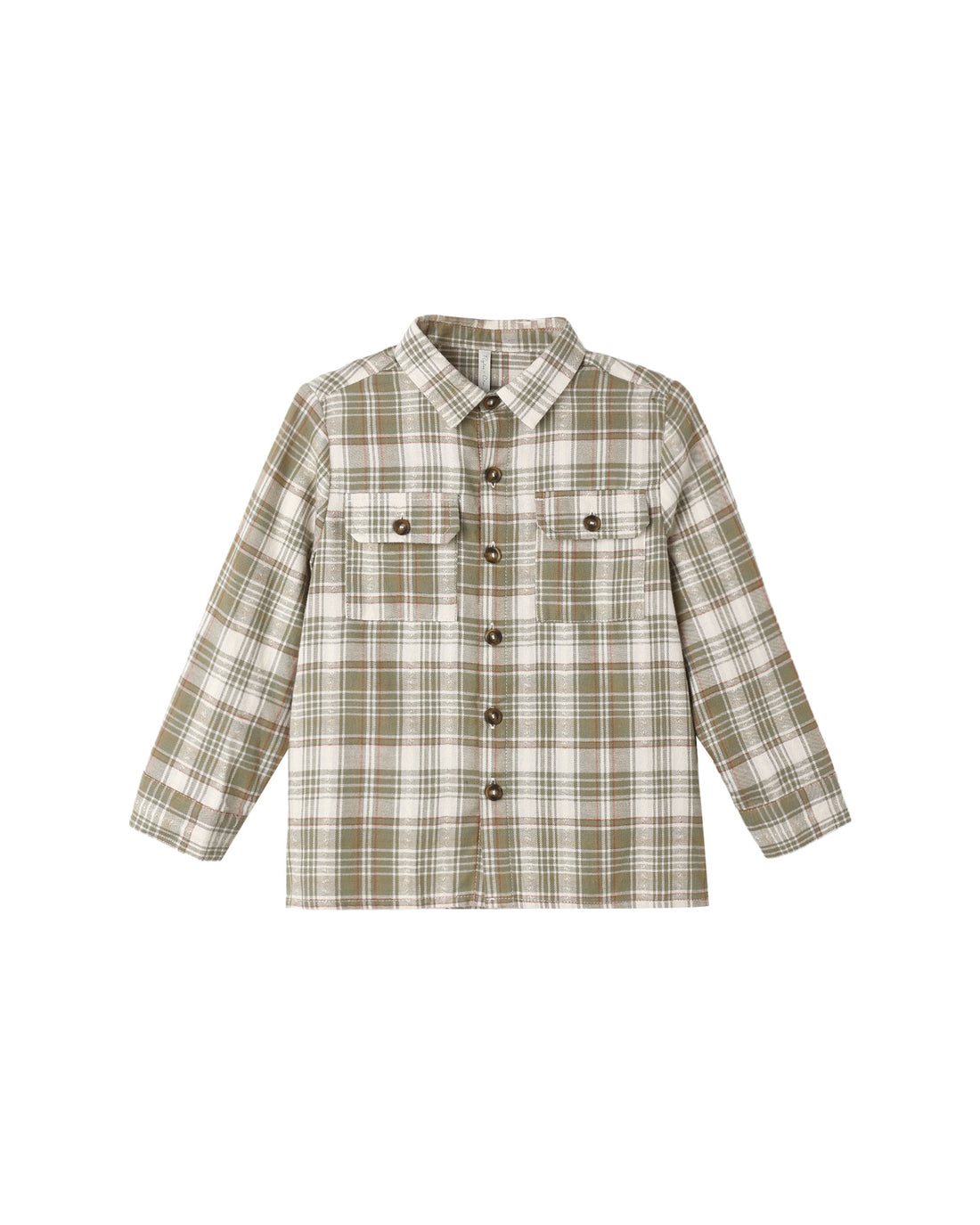 Rylee + Cru Pocketed Corduroy Shirt - Olive Dobby Plaid