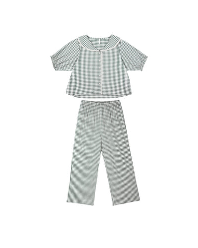 Rylee + Cru Ruffle Pajamas - Evergreen Gingham