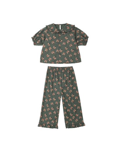Rylee + Cru Ruffle Pajamas - Evergreen Bouquet