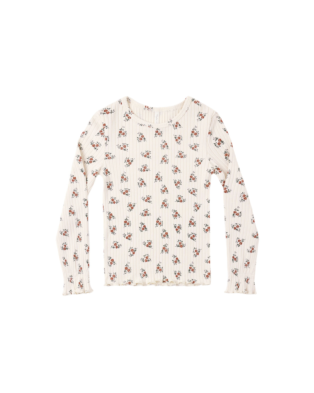 Rylee + Cru Ribbed Long Sleeve Top - Ruby Bloom