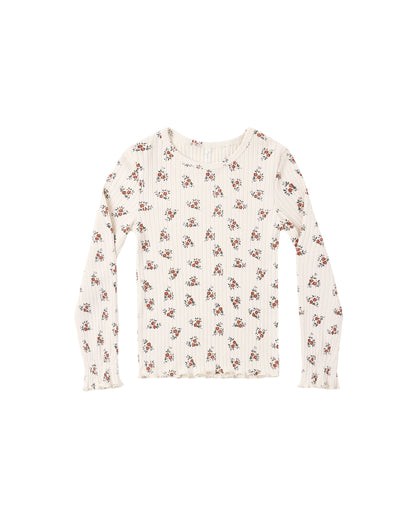 Rylee + Cru Ribbed Long Sleeve Top - Ruby Bloom