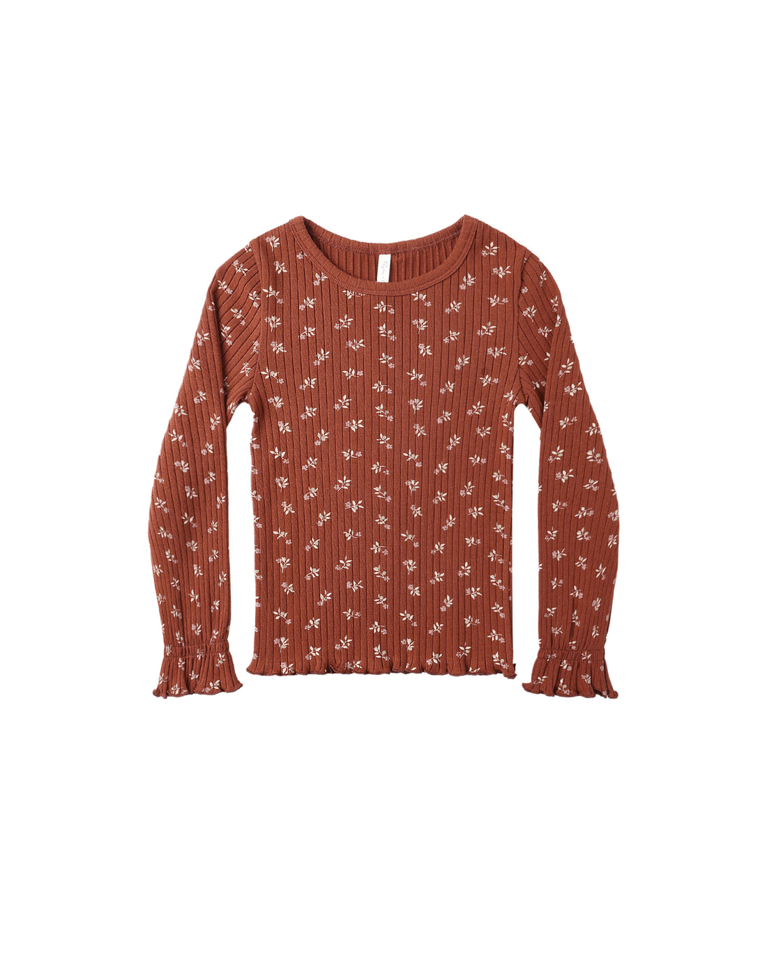 Rylee + Cru Ribbed Long Sleeve Top - Ruby Ditsy