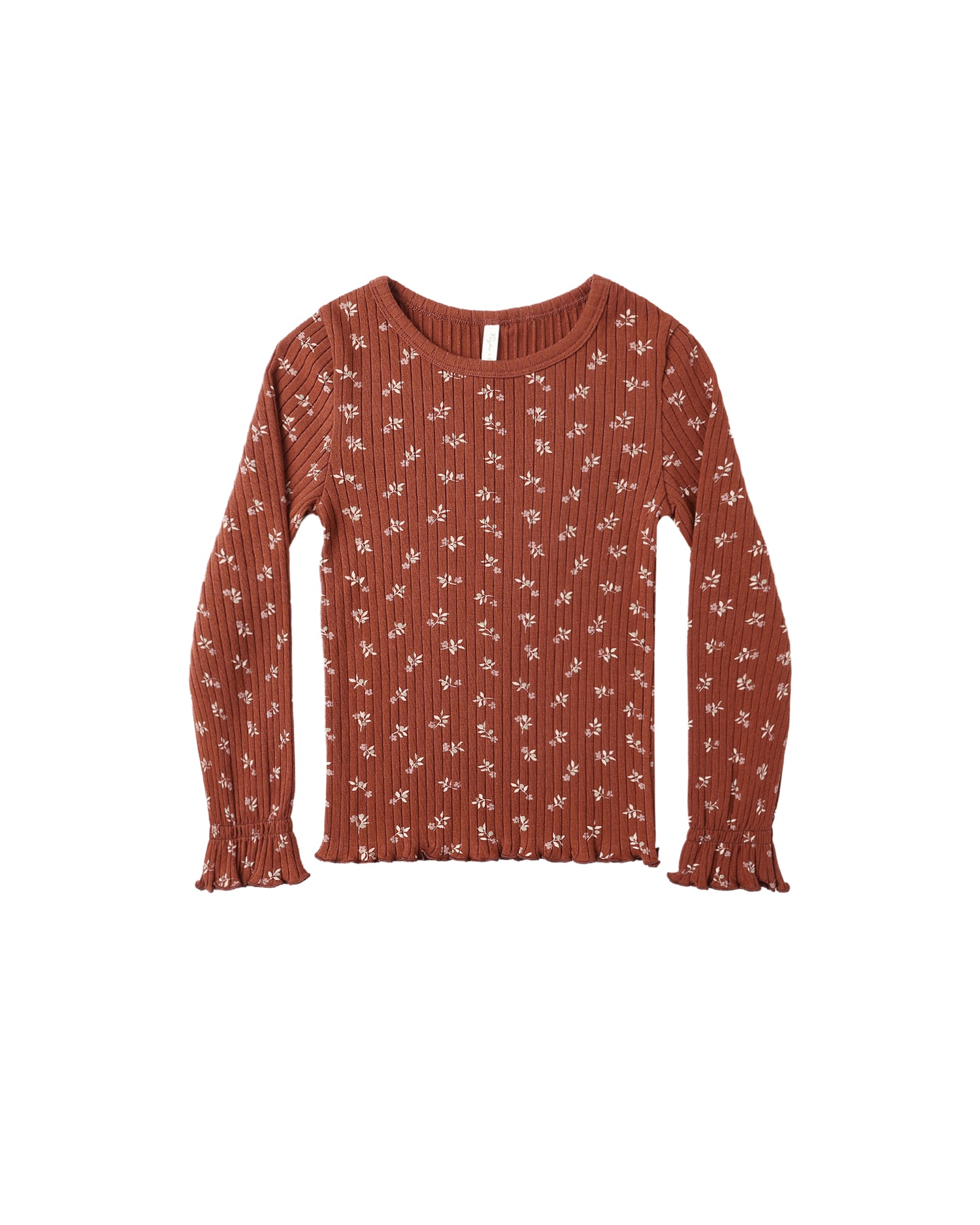 Rylee + Cru Ribbed Long Sleeve Top - Ruby Ditsy