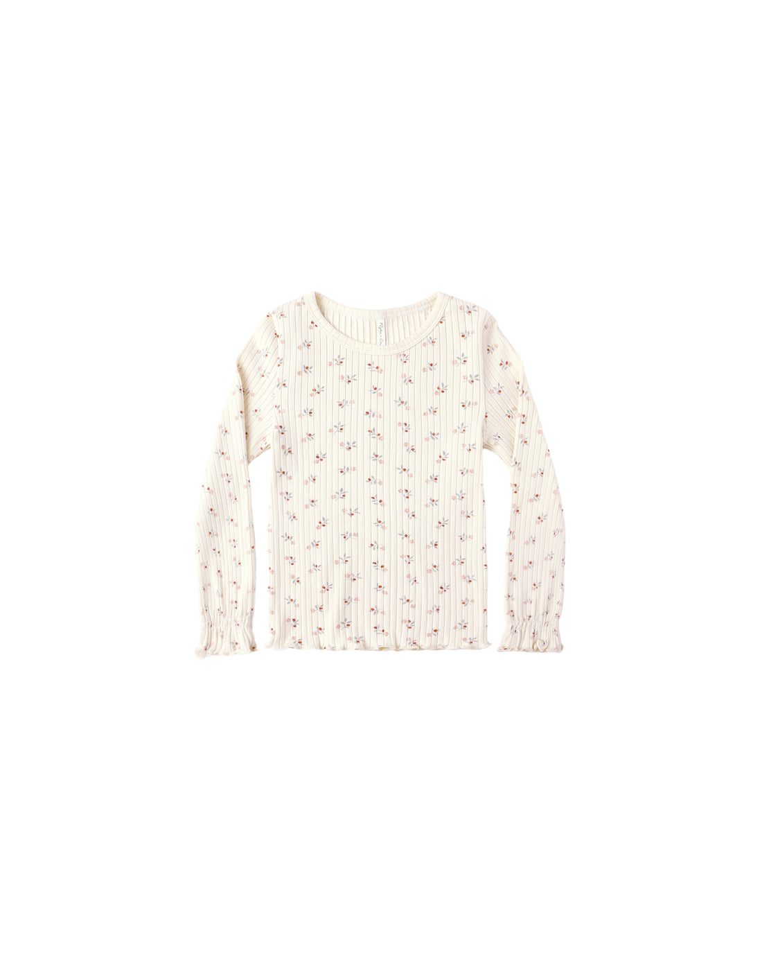 Rylee + Cru Ribbed Long Sleeve Top - Natural Ditsy