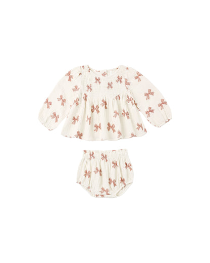 Rylee + Cru Sophia Top + Bloomer Set - Peppermint Bows