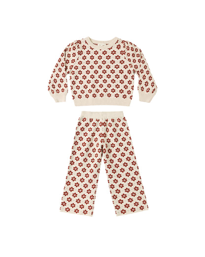 Rylee + Cru Jacquard Knit Set - Poinsettia