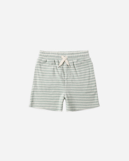 Rylee + Cru Terry Boys Short - Seafoam Stripe