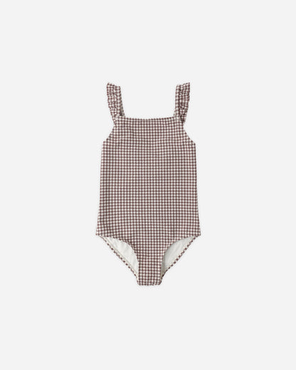 Rylee + Cru Positano One-Piece - Chocolate Houndstooth