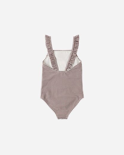 Rylee + Cru Positano One-Piece - Chocolate Houndstooth