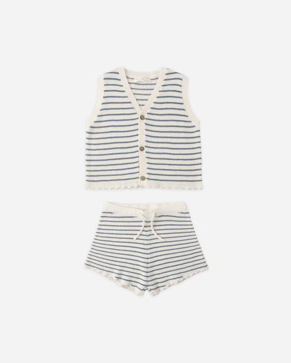 Rylee + Cru Knit Vest Set - Marine Stripe
