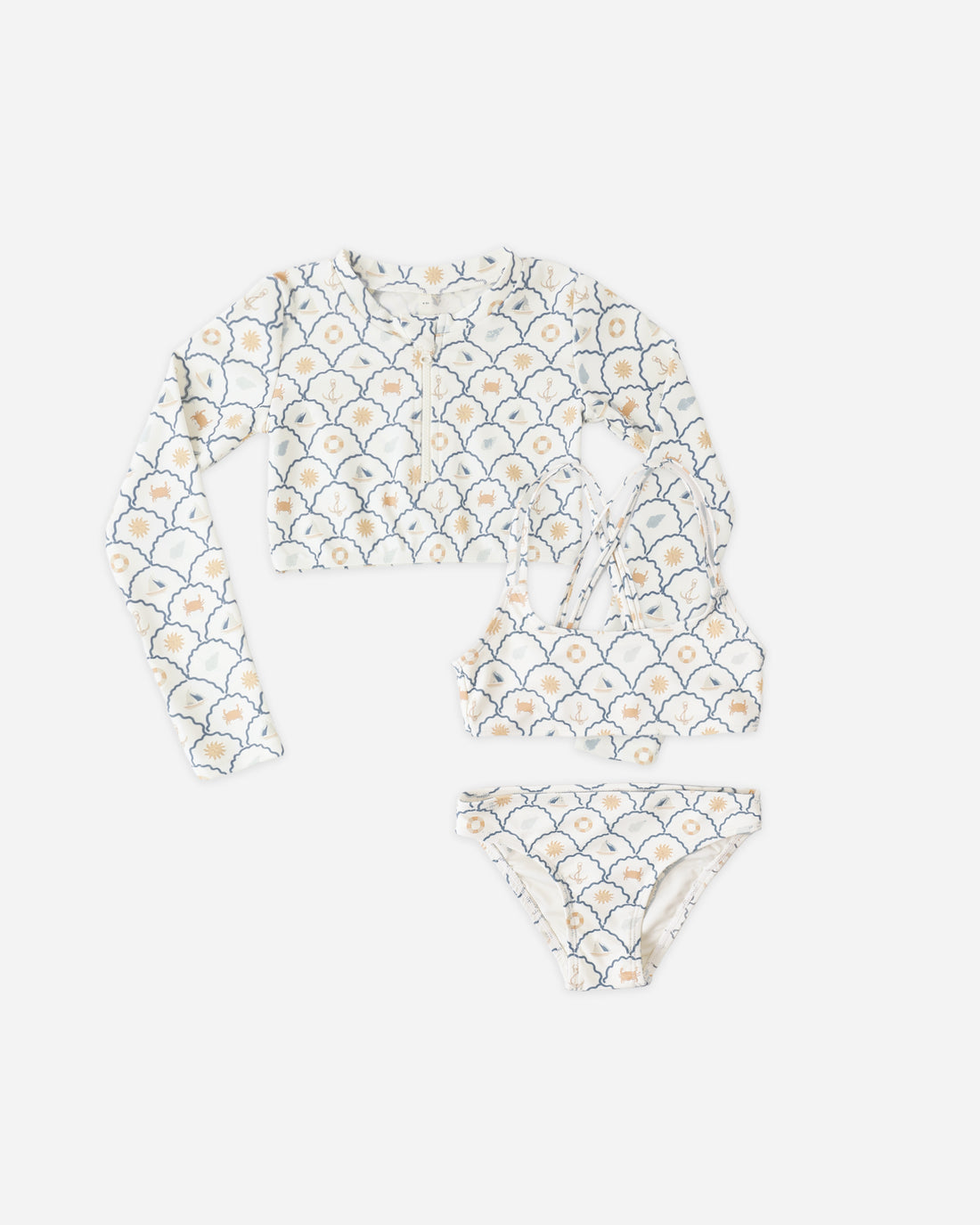 Rylee + Cru Crop Rashguard Set - Nautical