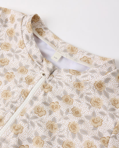 Rylee + Cru Crop Rashguard Set - Yellow Floral