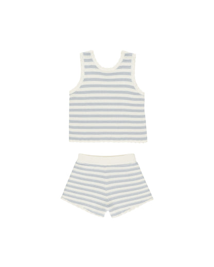 Rylee + Cru Crochet Tank Set - Blue Stripe