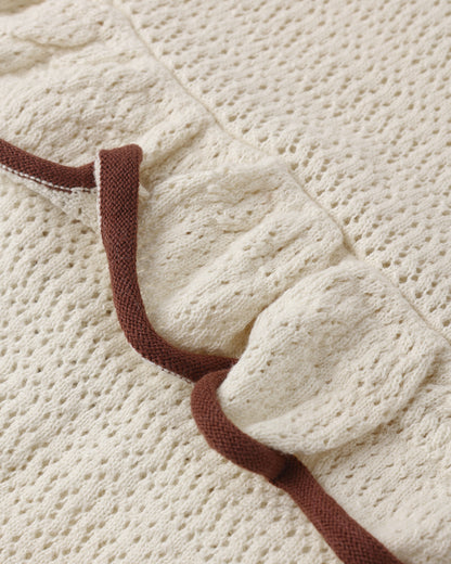 Rylee + Cru Crochet Ruffle Romper - Natural