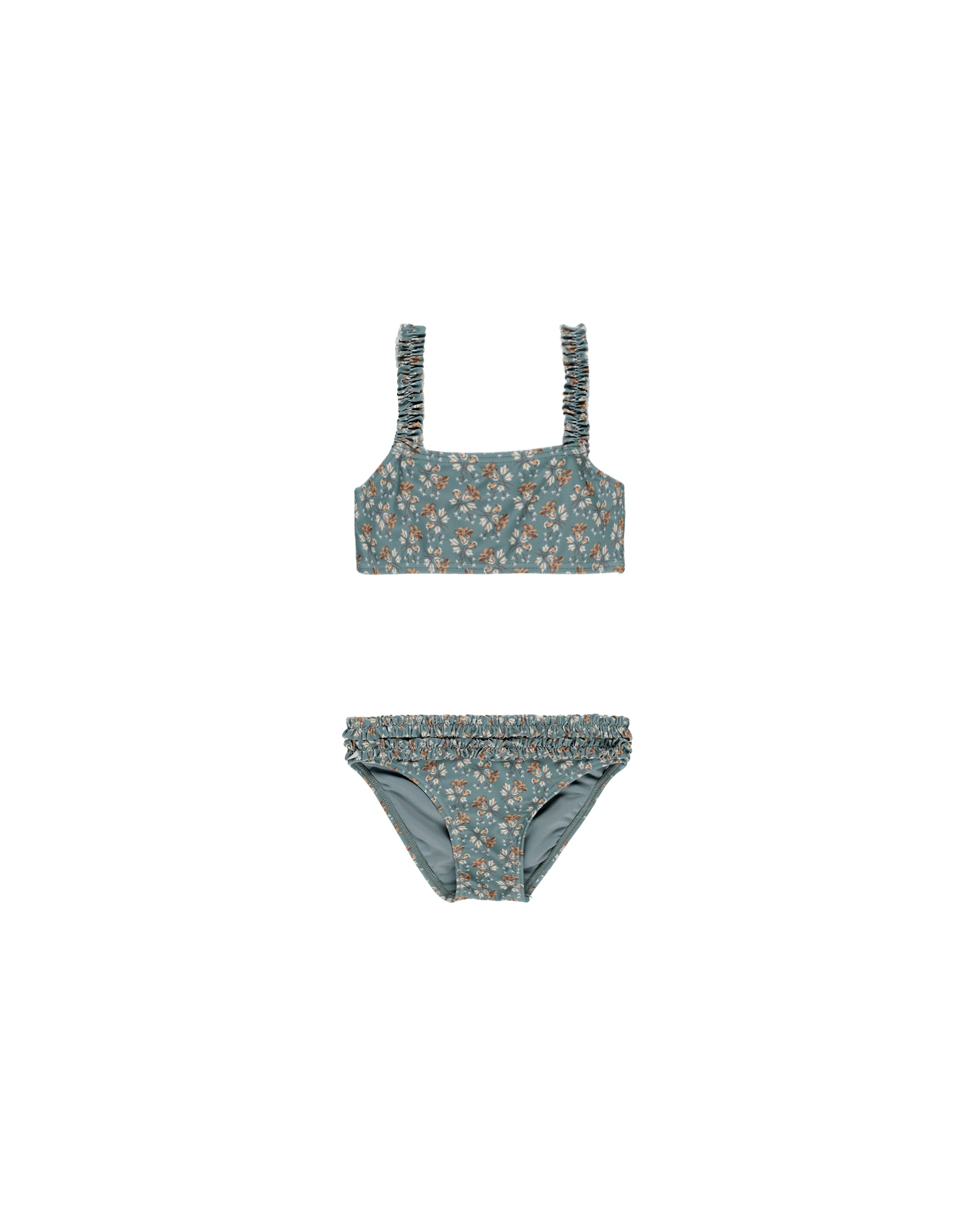 Rylee + Cru Rouched Bikini - Blue Floral