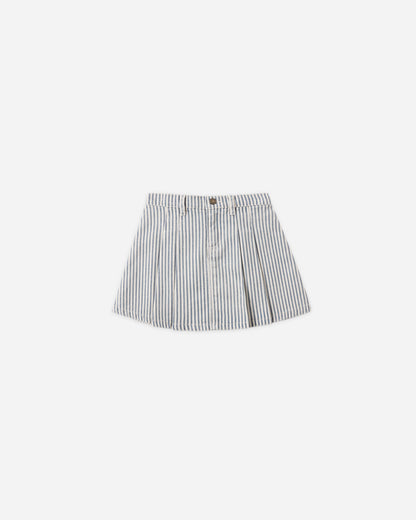 Rylee + Cru Pleated Denim Skirt - Railroad Stripe