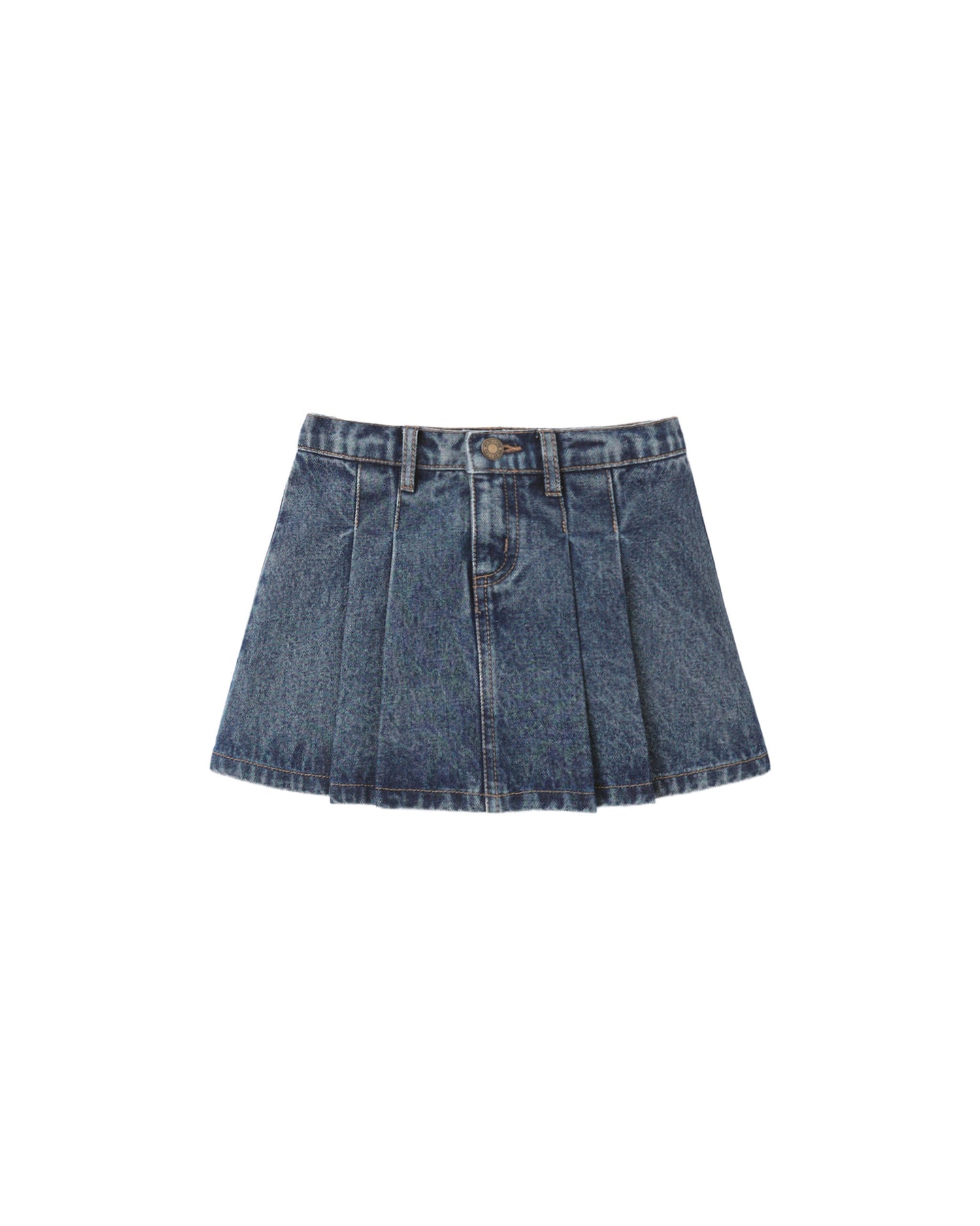 Rylee + Cru Pleated Denim Skirt - Indigo