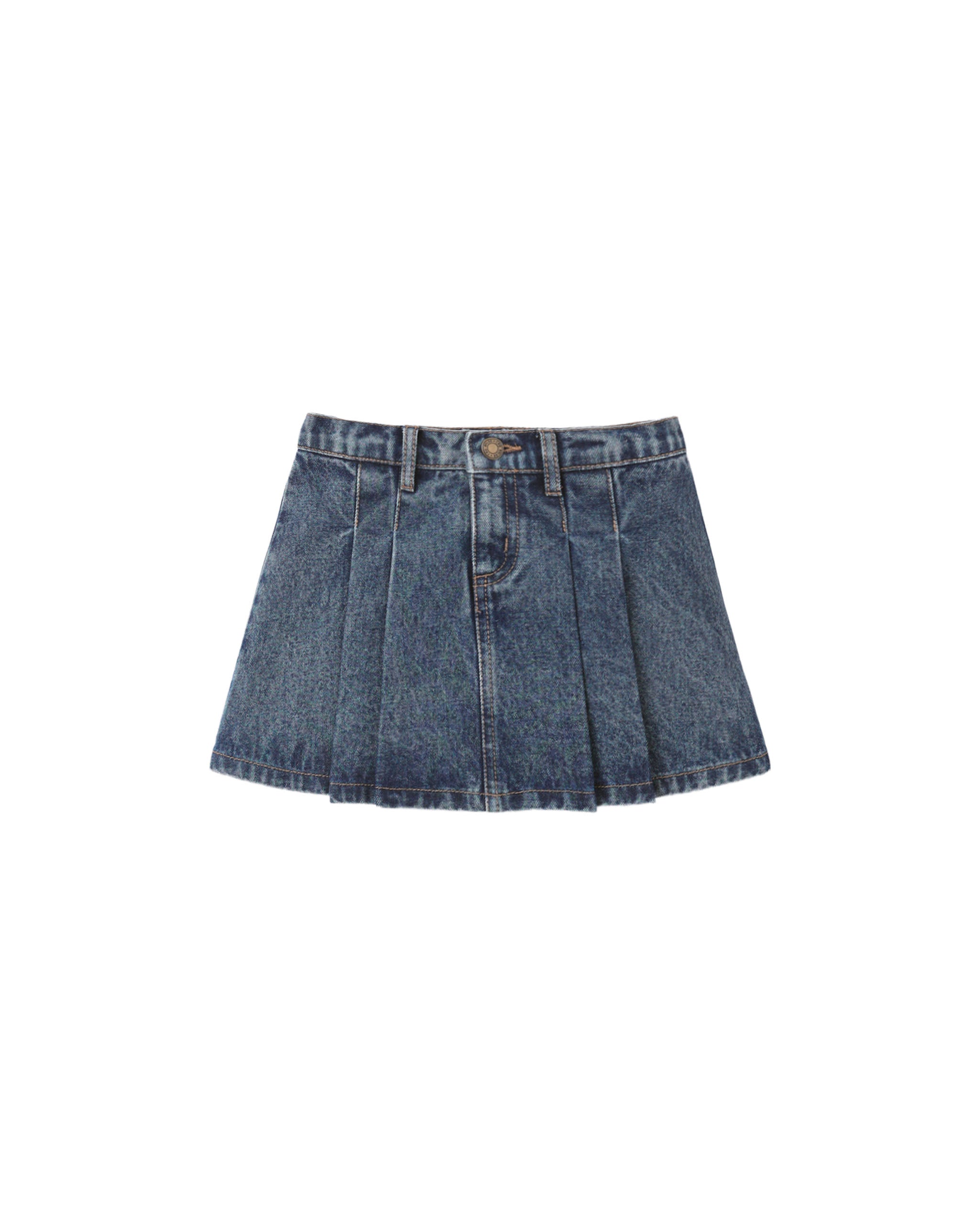Rylee + Cru Pleated Denim Skirt - Indigo