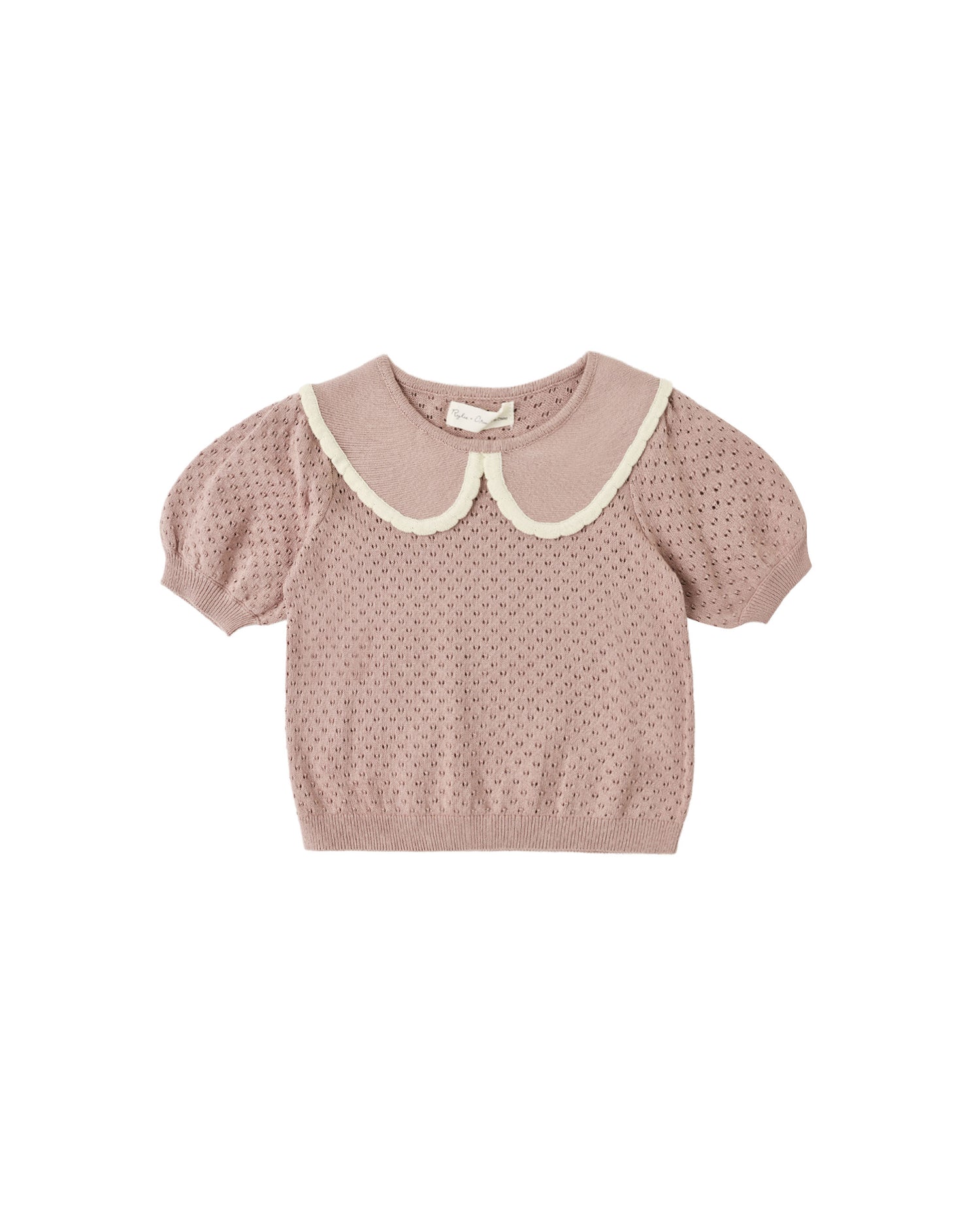 Rylee + Cru Pointelle Collared Top - Rosewood