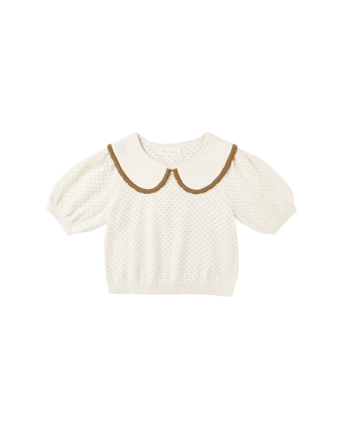 Rylee + Cru Pointelle Collared Top - Natural