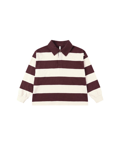 Rylee + Cru Rugby Polo - Burgundy Stripe