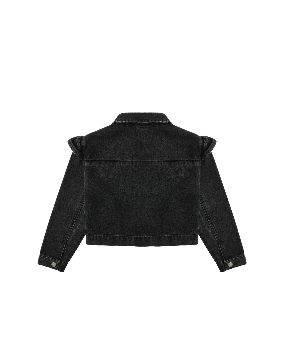 Rylee + Cru Ruffle Denim Jacket - Washed Black