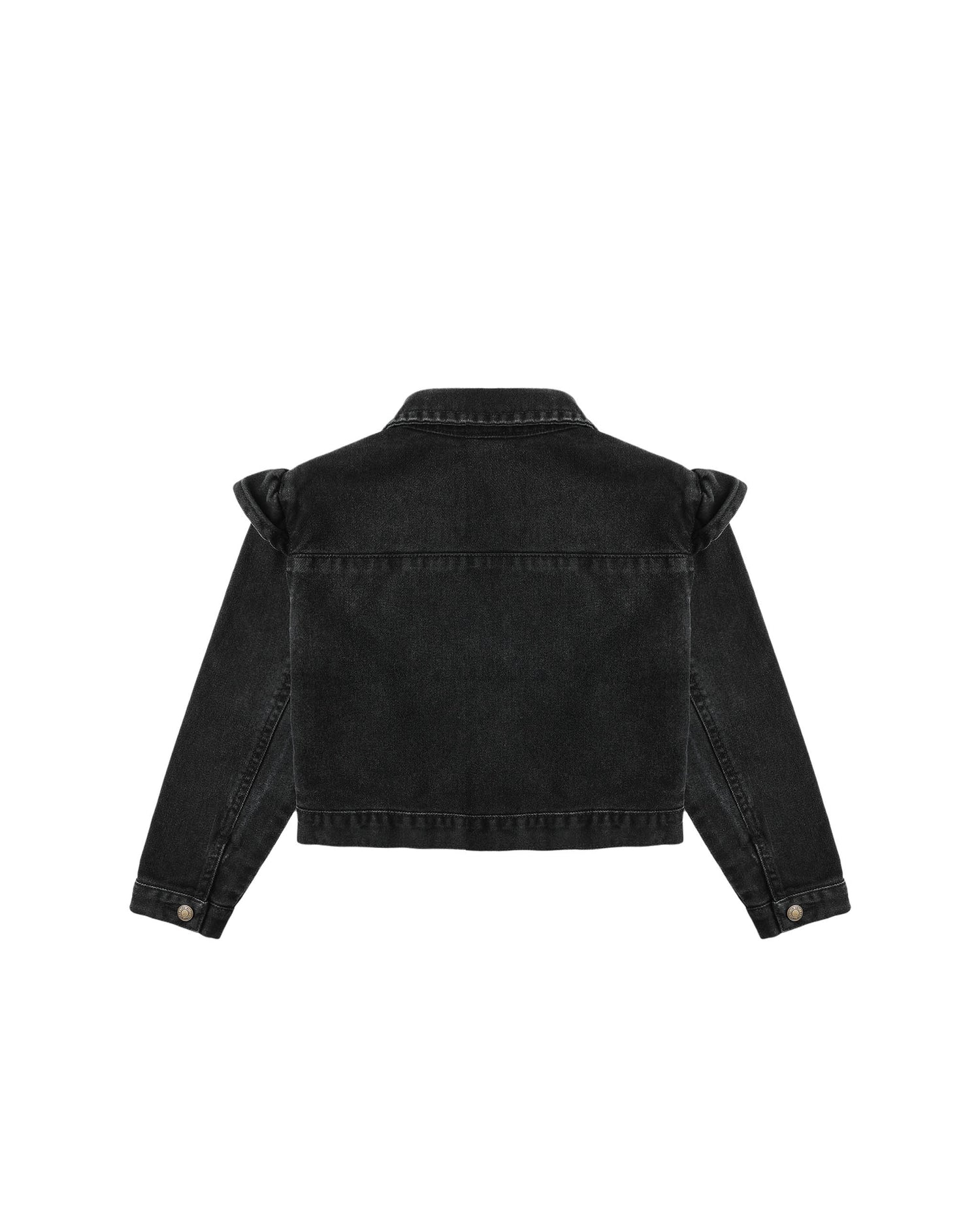 Rylee + Cru Ruffle Denim Jacket - Washed Black