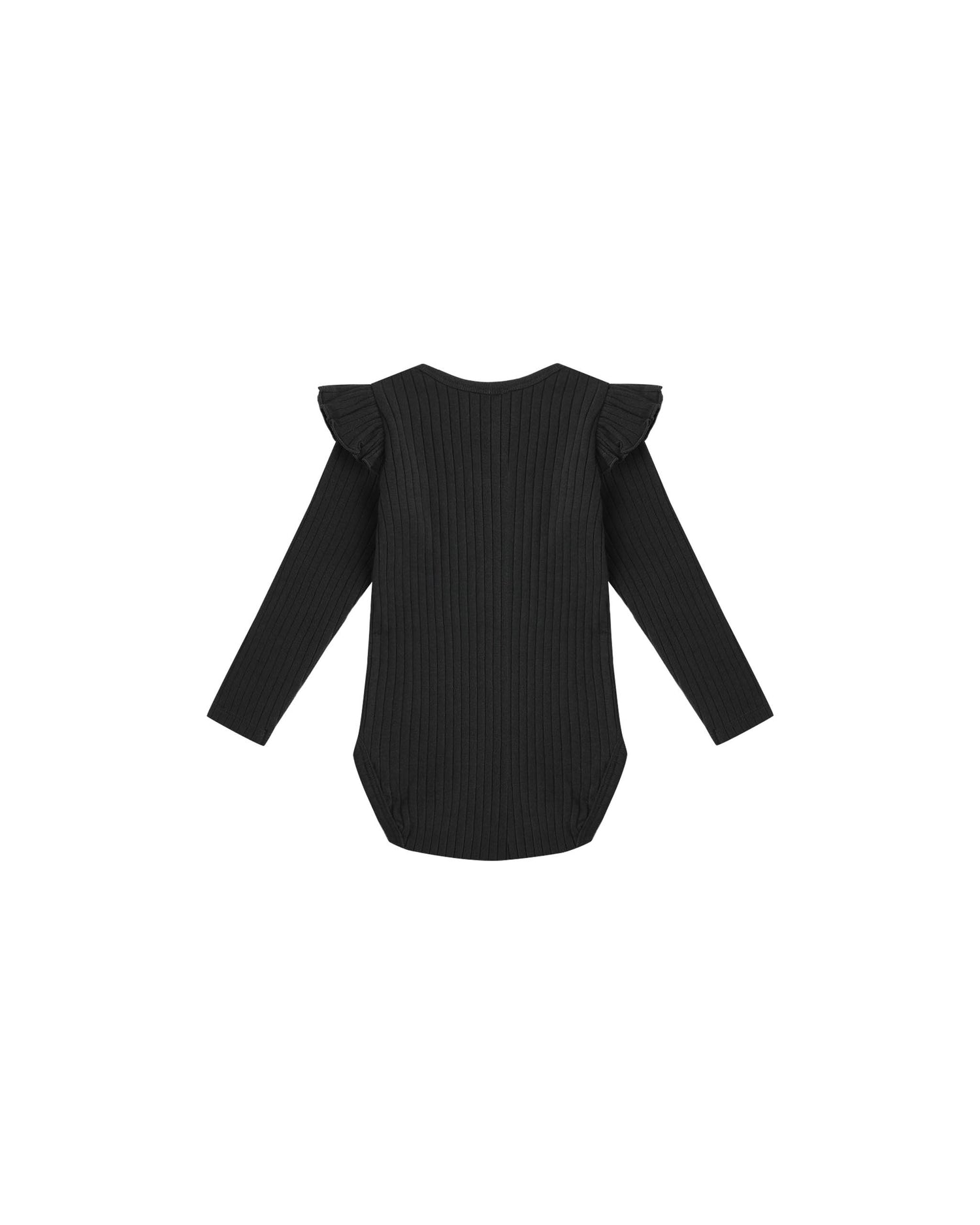 Rylee + Cru Shoulder Ruffle Bodysuit - Black