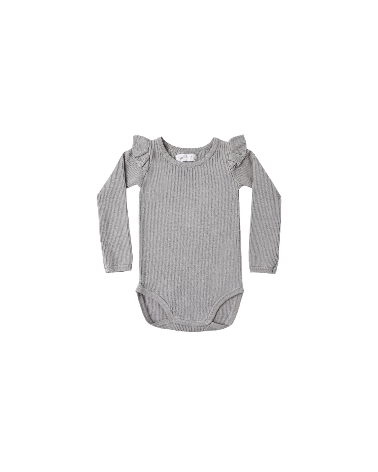 Rylee + Cru Shoulder Ruffle Bodysuit - Dusty Blue