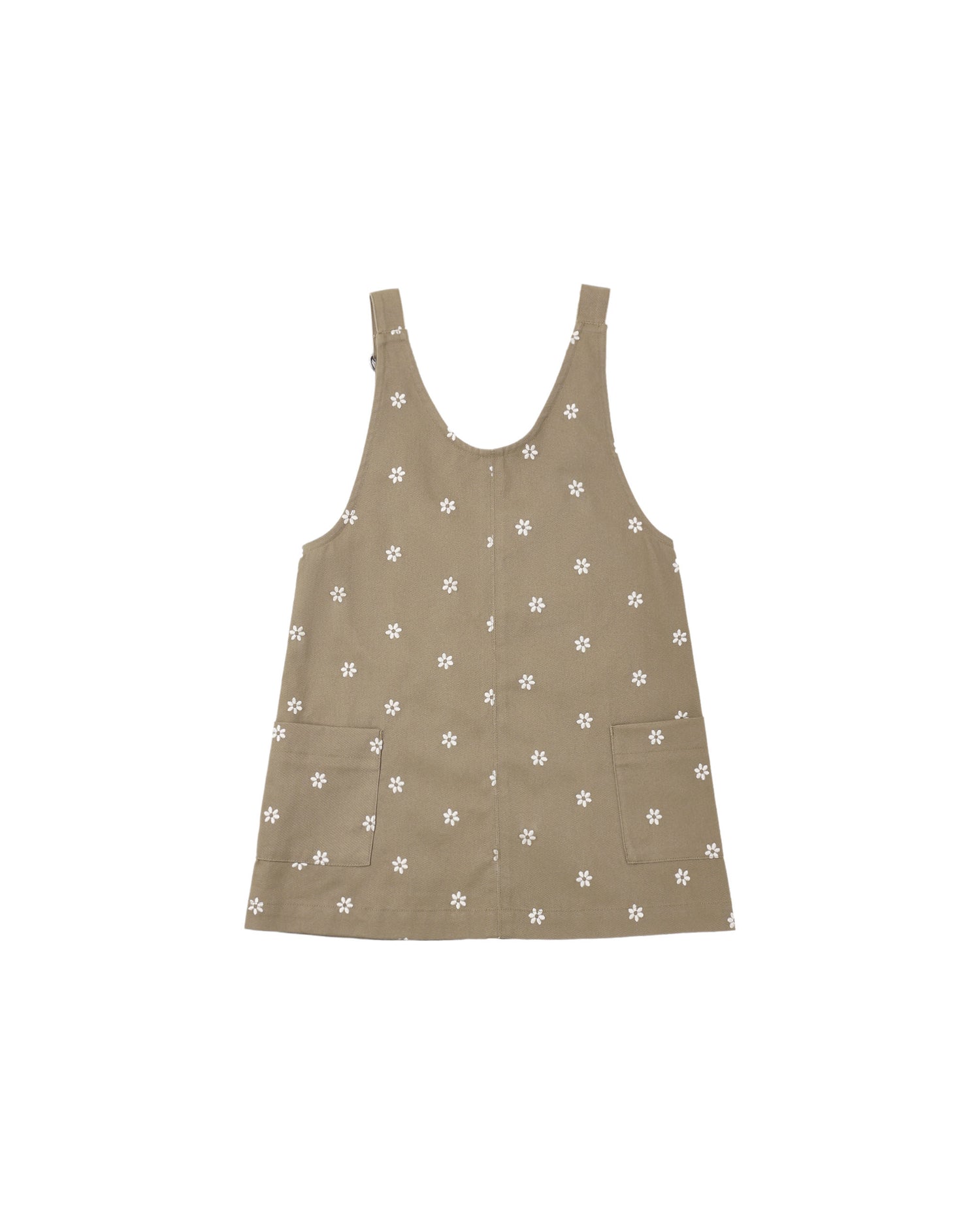 Rylee + Cru V Neck Overall Dress - Embroidered Daisies