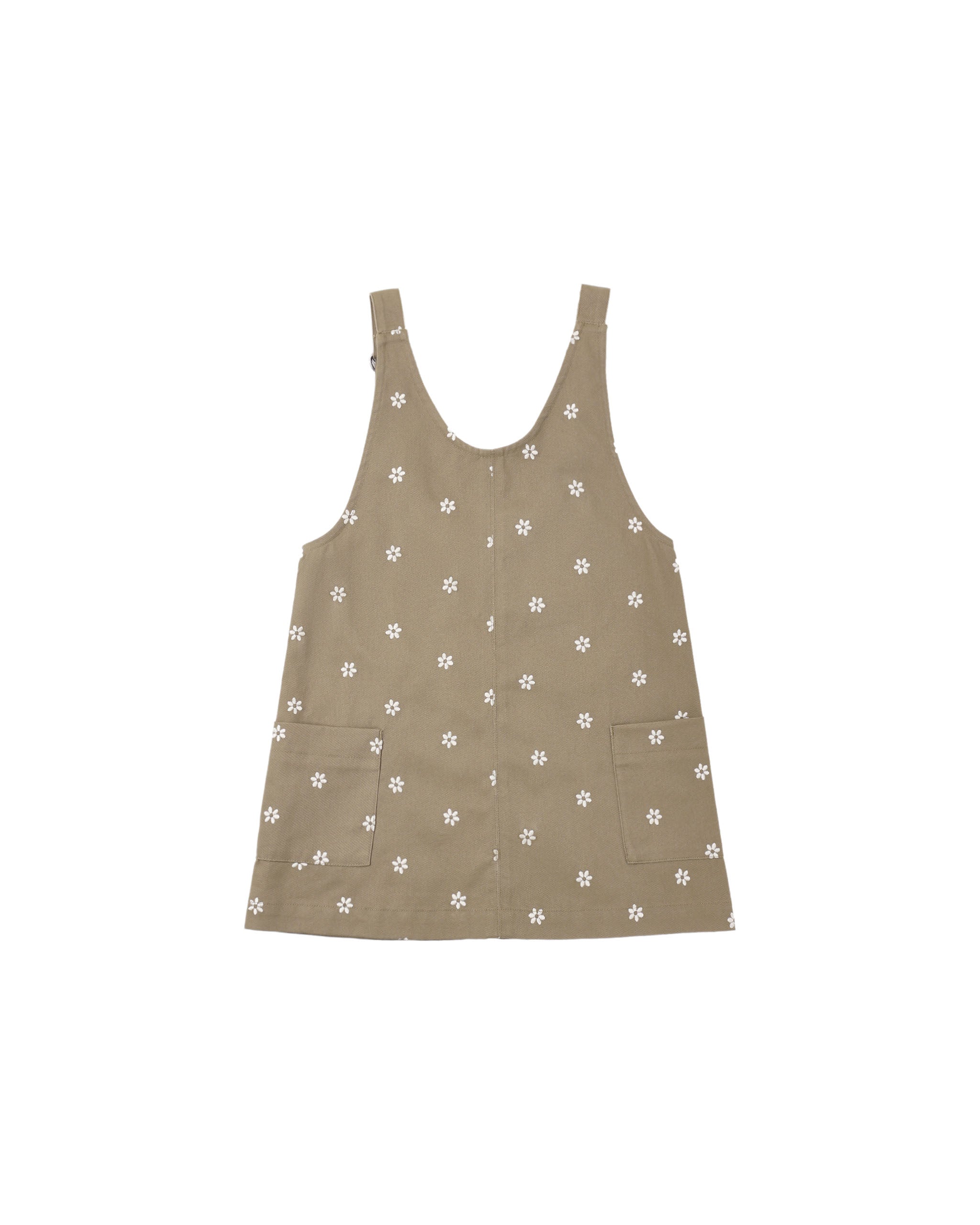 Rylee + Cru V Neck Overall Dress - Embroidered Daisies