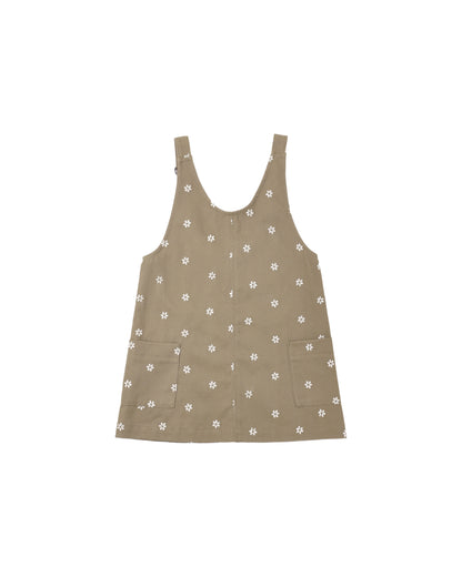 Rylee + Cru V Neck Overall Dress - Embroidered Daisies