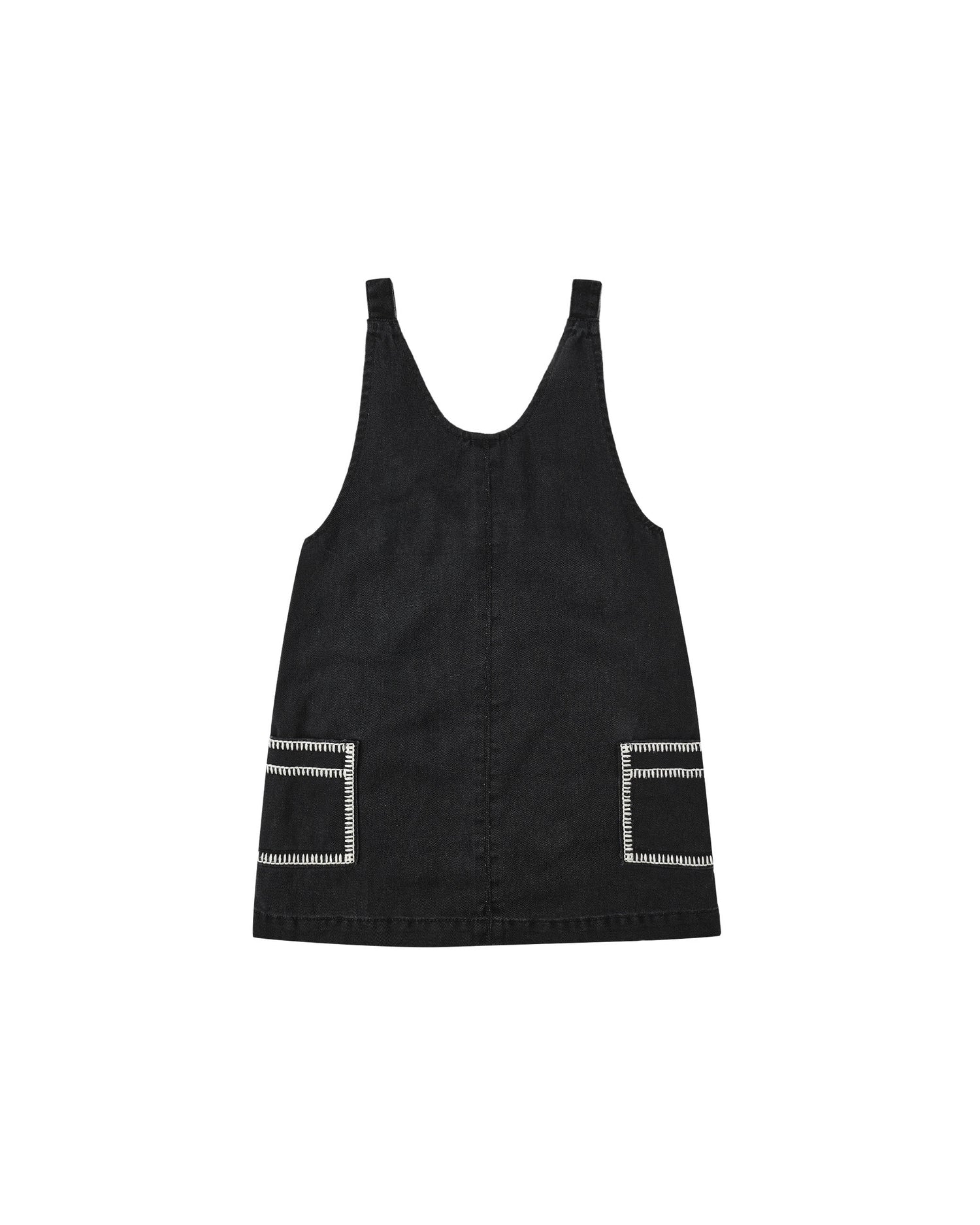 Rylee + Cru V-Neck Overall Dress - Washed Black