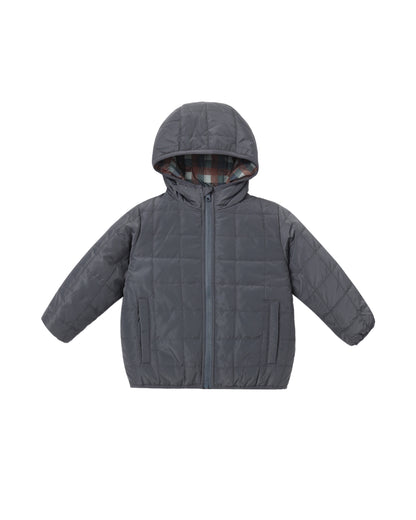 Rylee + Cru Lightweight Reversible Puffer - Midnight Check
