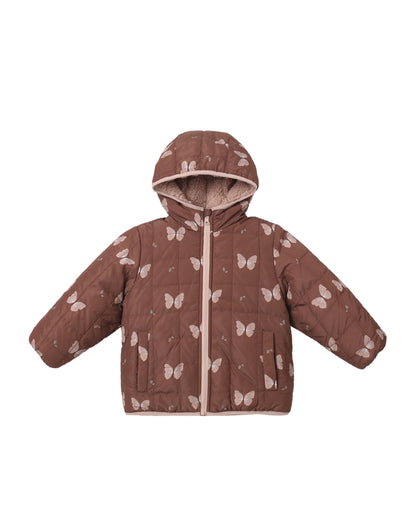 Rylee + Cru Lightweight Reversible Puffer - Butterflies