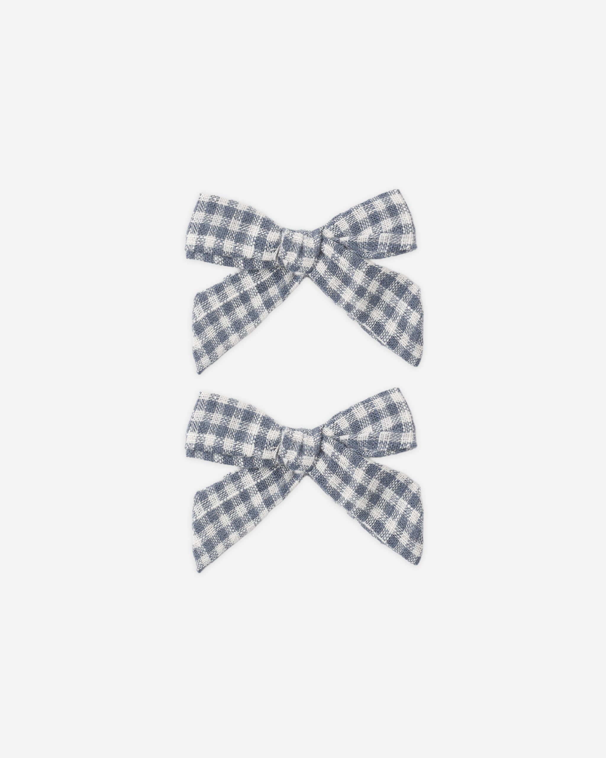 Rylee + Cru Bows, Set Of 2 - Marine Gingham