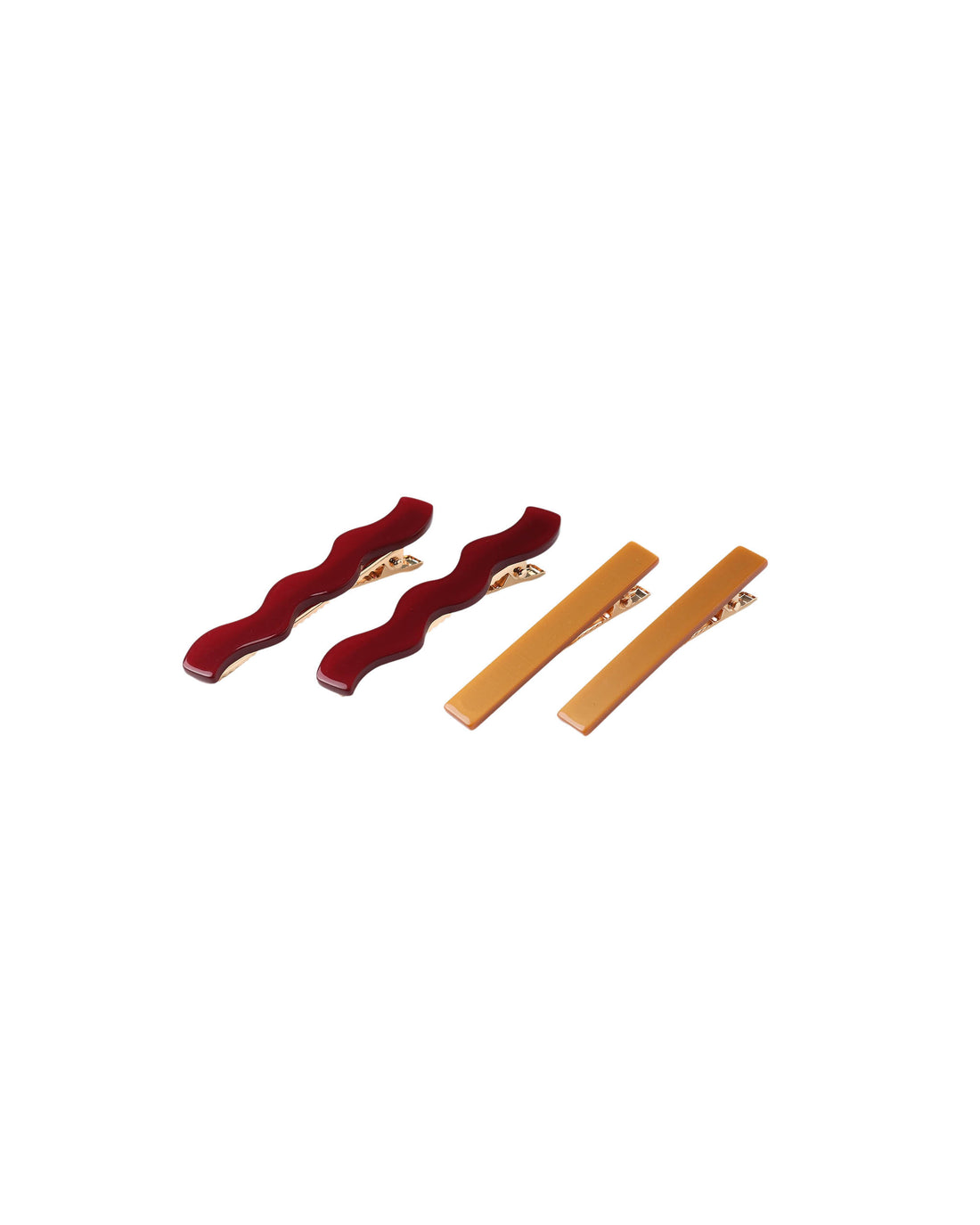 Rylee + Cru Wavy Clip Set - Burgundy, Golden