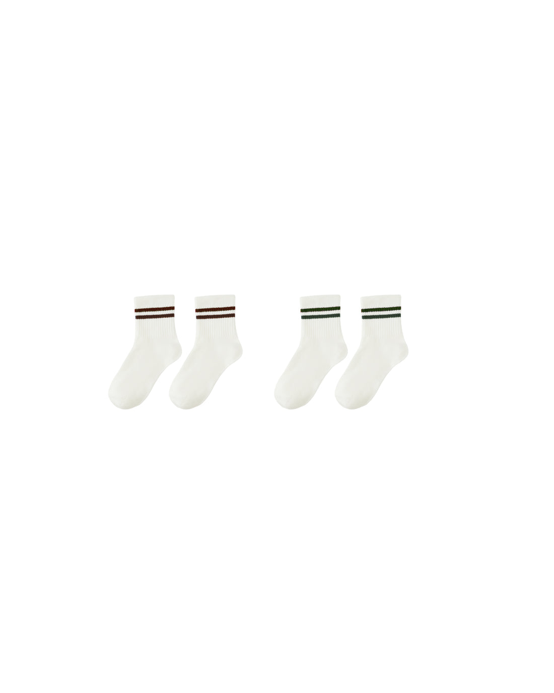 Rylee + Cru Stripe Socks, Set Of 2 - Brown + Green Stripe