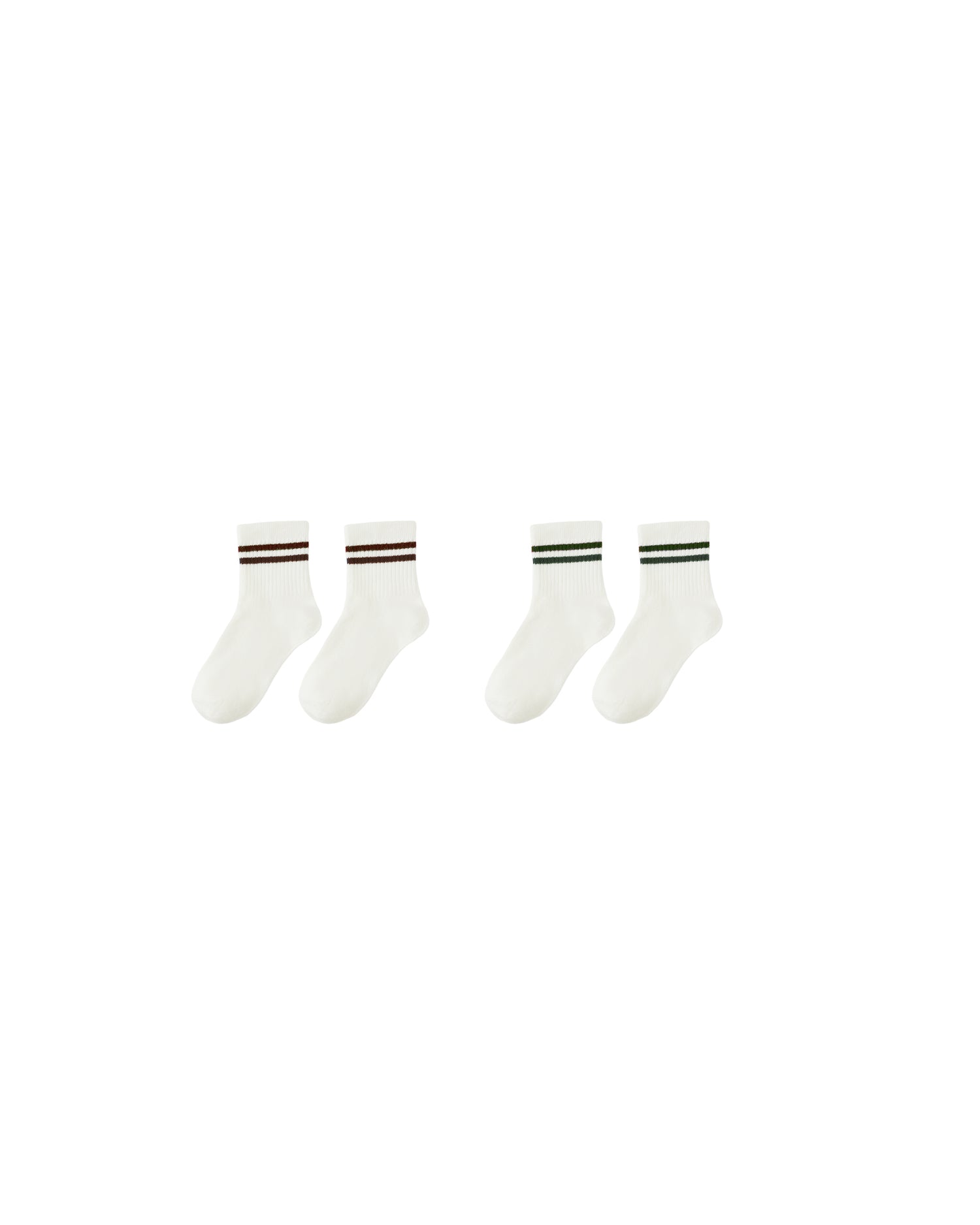 Rylee + Cru Stripe Socks, Set Of 2 - Brown + Green Stripe