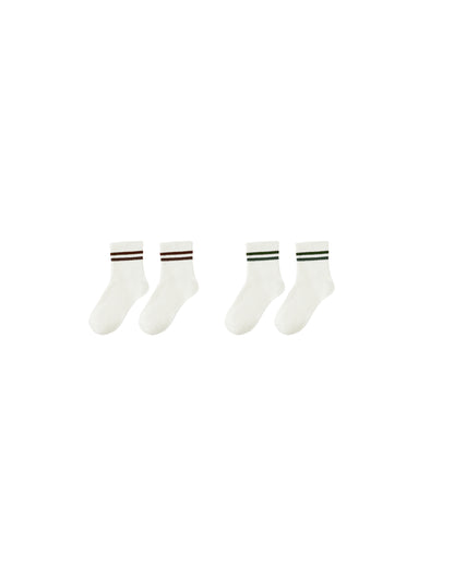 Rylee + Cru Stripe Socks, Set Of 2 - Brown + Green Stripe