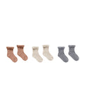 Rylee + Cru Lace Trim Socks - Spice, Natural, Dusty Blue