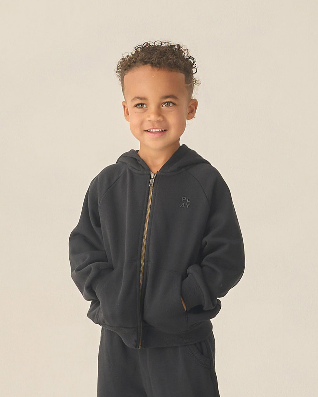 Rylee + Cru Play X Play Zip Raglan Hoodie - Black