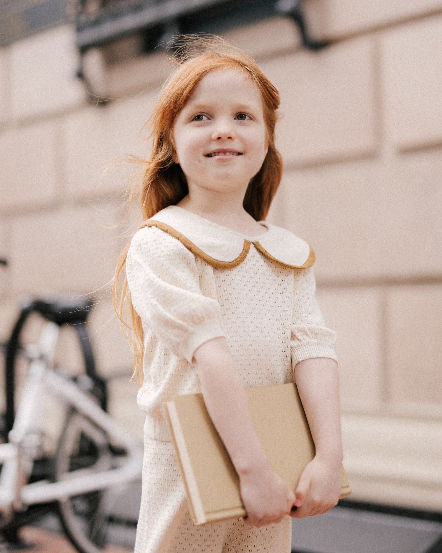 Rylee + Cru Pointelle Collared Top - Natural