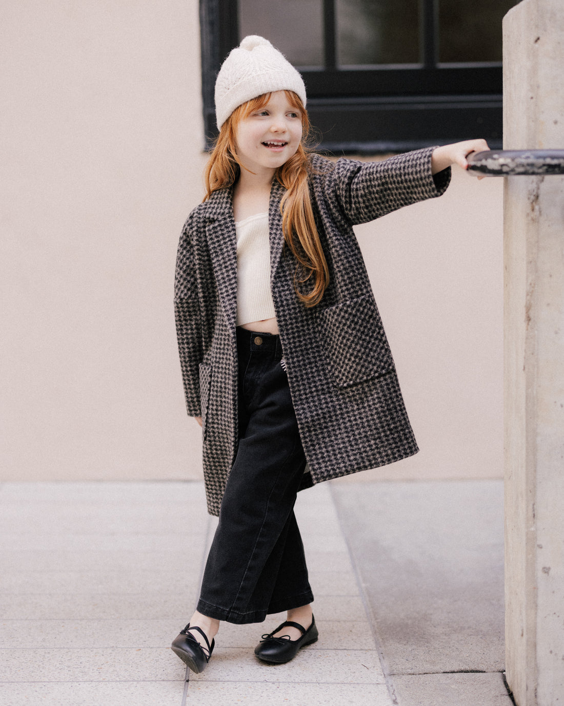 Rylee + Cru Longline Coat - Micro Check