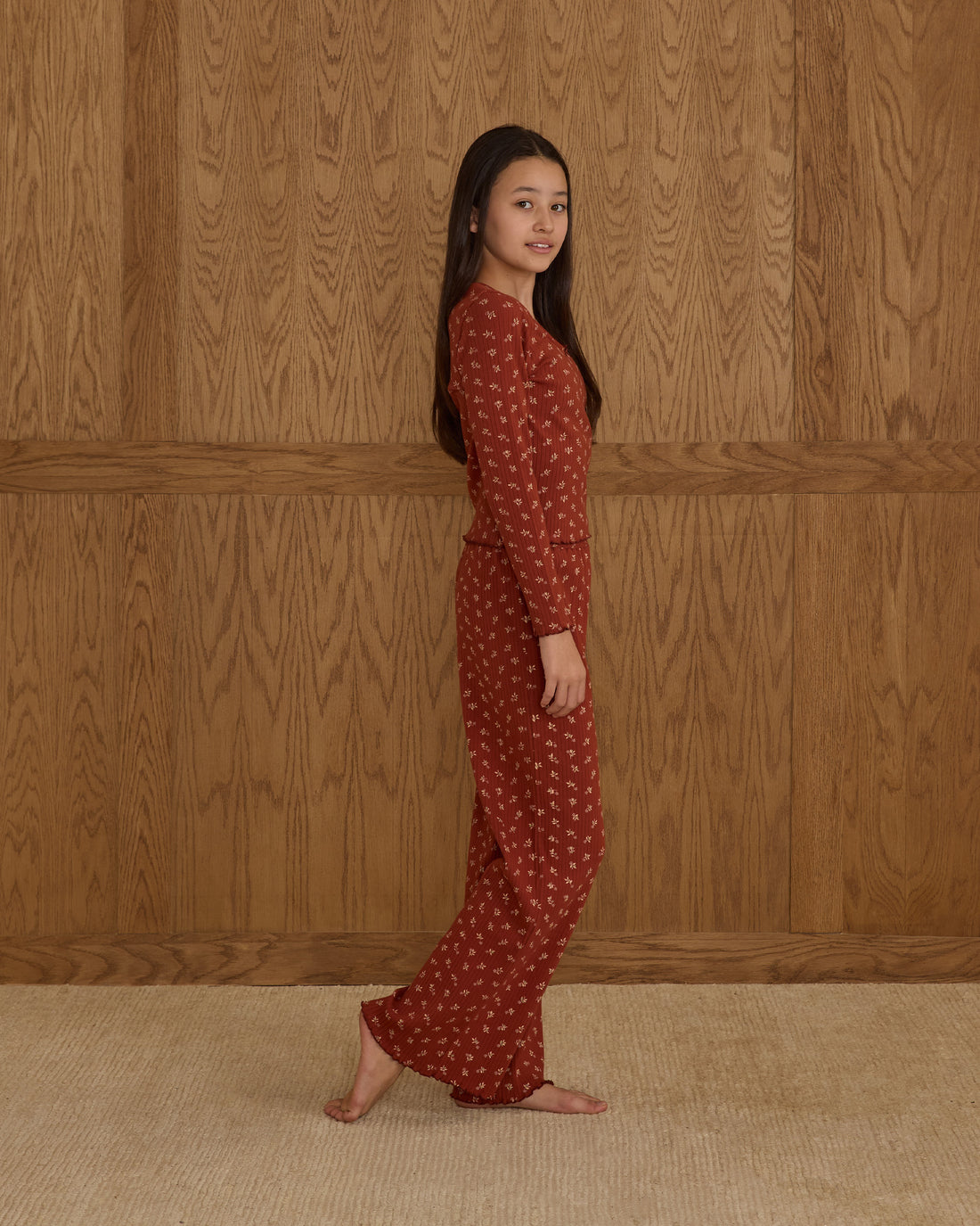 Rylee + Cru Teen Ribbed Lounge Set - Ruby Ditsy